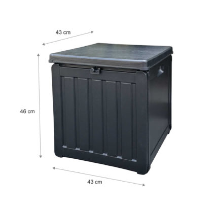 Baúl de Resina para Exterior Gardiun Soften Small 42,8x42,8x46,4 cm Capacidad 76L, Cinta de Sujeción para Tapa y Asas Laterales - Imagen 4