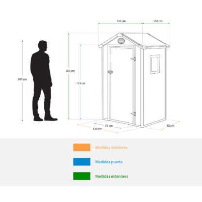 Caseta de Resina Gardiun Stella 1,34 m² 132x102x203 cm con Ventana Lateral Rejilla de Ventilación y Puerta Abatible - Imagen 4