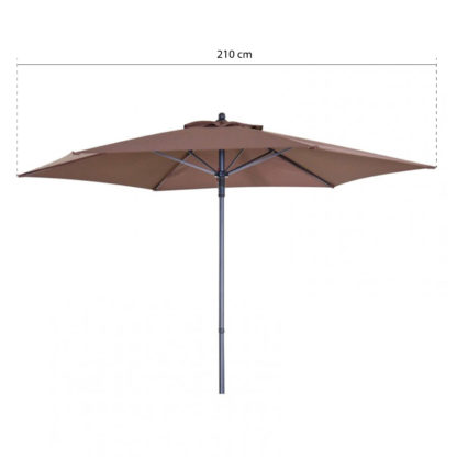 Parasol Octogonal de Aluminio Habitex ø210x210 cm con Mástil ø32 mm | Estructura de 6 Varillas | Color Marrón - Imagen 3