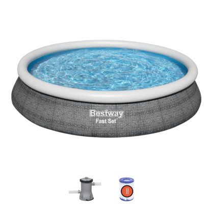 Piscina Hinchable Redonda Bestway Fast Set 457x84 cm con Depuradora de Cartucho 2006 L/H