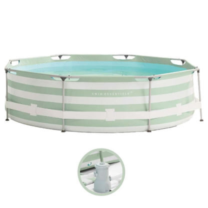 Piscina Tubular Redonda Swim Essentials Luxe Green ø305x76 cm con Depuradora y Válvula de Drenaje | 3850 L | PVC y Acero