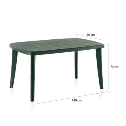 Mesa de Resina Sp Berner Tonnelle 140x80x73 cm Altura Regulable | Agujero para Sombrilla | Color Verde - Imagen 4