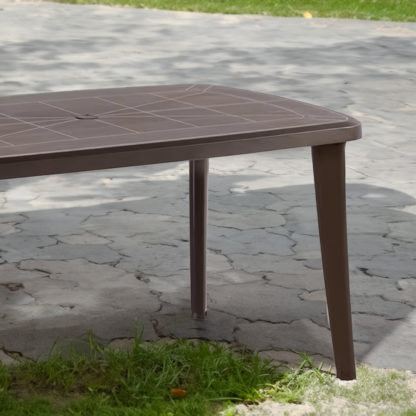 Mesa de Resina Sp Berner Tonnelle 140x80x73 cm Altura Regulable | Agujero para Sombrilla | Color Wengué - Imagen 2