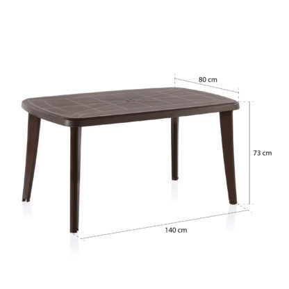 Mesa de Resina Sp Berner Tonnelle 140x80x73 cm Altura Regulable | Agujero para Sombrilla | Color Wengué - Imagen 4