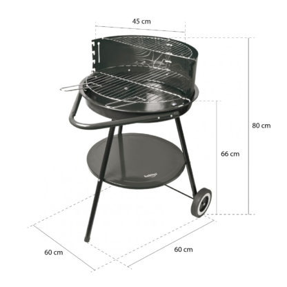 Barbacoa de Carbón Habitex Supergrill 45 - 60x60x80 cm con Parrilla de Altura Regulable, Bandeja Inferior y Ruedas - Imagen 4