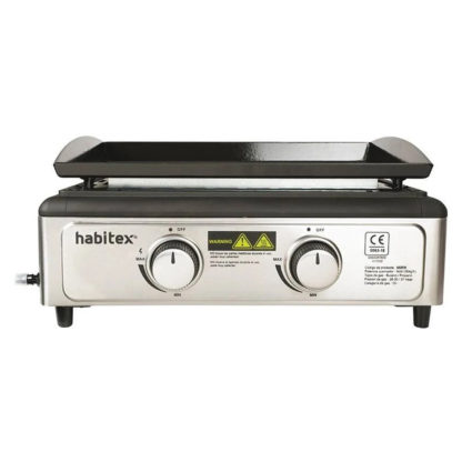 Plancha de Gas Habitex Bontempo 50 51x43x23 cm Encendido Electrónico | 2 Quemadores de 2,5 kW c/u | Bandeja Extraíble - Imagen 3