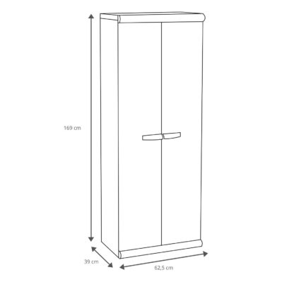 Armario Escobero de Jardín Gardiun Tavira 2 62,5x39x169 cm Fabricado en Resina | 3 Baldas que Soportan 10 Kg | Armario Alto Multiusos de Exterior e Interior - Imagen 4