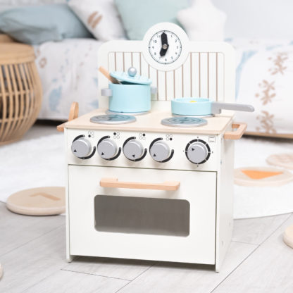 Cocina de Juguete Montessori con Horno Robincool Little Chef 36,5x26x46,5 cm de Madera Ecológica con Reloj y Accesorios - Imagen 2