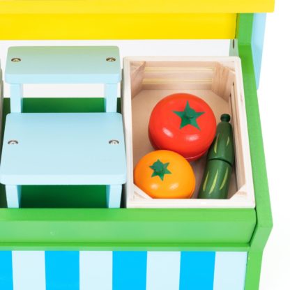 Supermercado de Juguete Montessori Robincool Vegetable Market 42x20x45,2 cm Madera Eco | Toldo, Caja, Registradora y Accesorios - Imagen 6