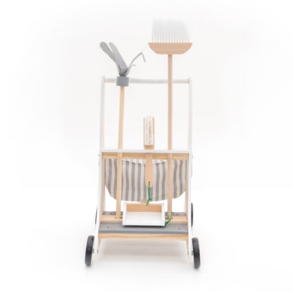 Carrito de Limpieza Infantil Montessori Robincool Clean Up 35x43x56,5 cm Madera Eco Fregona, Escoba, Cepillo y Recogedor