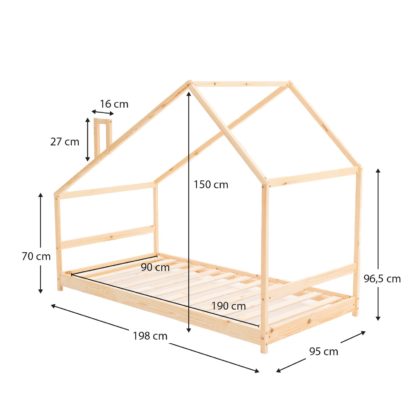 Cama Infantil Montessori de Madera Ecológica Robincool Sweet Dreams 198x95x150 cm para Colchón de 190x90 cm Guirnalda de LED - Imagen 4