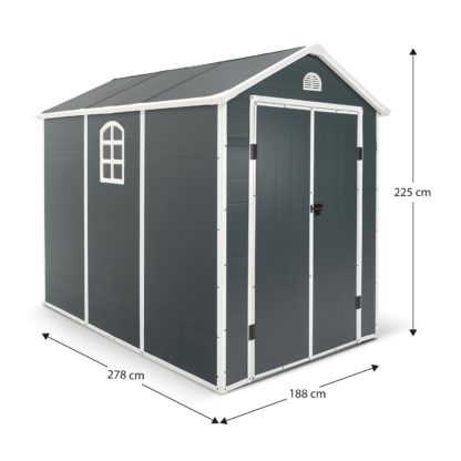 Caseta de Resina para Exterior Gardiun New Fiorella 5,32m² 188x278x225 cm Ventanas Laterales y Respiraderos Antracita/Blanco - Imagen 4