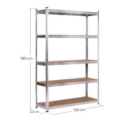 Estantería Metálica CATTERHOUSE Max Pro 120x40x180 cm Estantería de Almacenaje de Acero Galvanizado y MDF con 5 Baldas Ajustables Soporta hasta 875 kg - Imagen 4