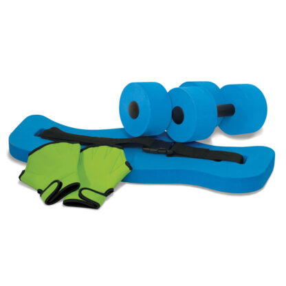 Kit Aqua Fitness Kokido con 1 Cinturón de Goma EVA, 2 Guantes de Neopreno y 2 Mancuernas