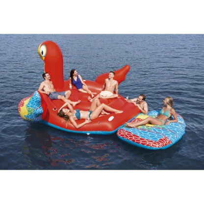 Isla Hinchable Loro Gigante Bestway 427x384x258 cm Capacidad para 6 Personas, Diseño con Asas y Posavasos - Imagen 3