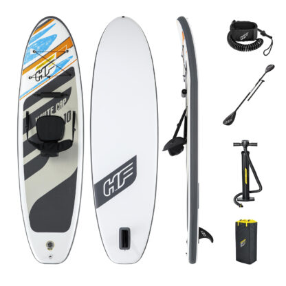 Tabla Paddle Surf Hinchable Bestway Hydro-Force White Cap 305x84x12 cm Remo Doble, Asiento, Bomba, Bolsa de Viaje