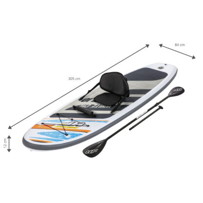 Tabla Paddle Surf Hinchable Bestway Hydro-Force White Cap 305x84x12 cm Remo Doble, Asiento, Bomba, Bolsa de Viaje - Imagen 5