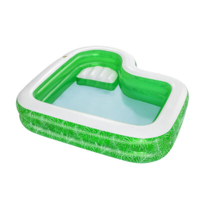 Piscina Hinchable Autoportante Infantil Bestway Tropical Paradise 231x231x51 cm Estructura de 2 Anillos para Niños de +3 Años con Posavasos y Asiento