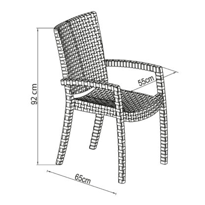 Silla de Jardín Chillvert Nápoles Resina Imitación Ratán 51x54x84 cm Negra con Reposabrazos - Imagen 5