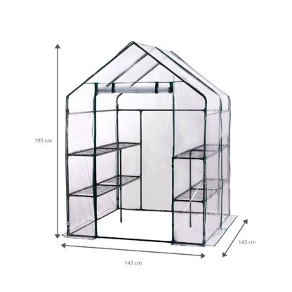 Invernadero PVC/Acero Gardiun New Leaf 4 Estantes 143x143x195 cm Verde con Puerta con Cremallera - Imagen 2