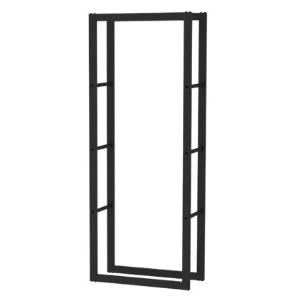 Leñero de Interior Kekai Rack IV 60x25x150 cm Almacenaje de Madera con Estructura de Acero Galvanizado, Color Negro - Imagen 3