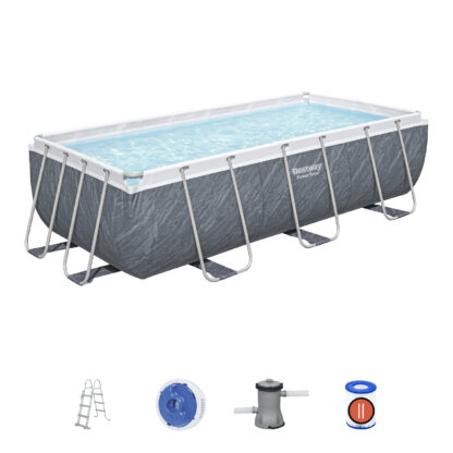 Piscina Desmontable Bestway Power Steel 404x201x100 cm con Depuradora de Cartucho 2.006 L/h, Escalera y Dispensador Químico