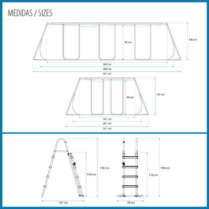 Piscina Desmontable Bestway Power Steel 404x201x100 cm con Depuradora de Cartucho 2.006 L/h, Escalera y Dispensador Químico - Imagen 4