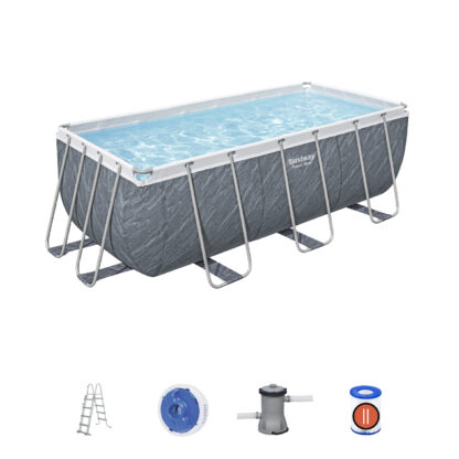 Piscina Desmontable Bestway Power Steel 412x201x122 cm con Depuradora de Cartucho 2.006 L/h, Escalera y Dispensador Químico