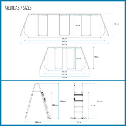 Piscina Desmontable Bestway Power Steel 412x201x122 cm con Depuradora de Cartucho 2.006 L/h, Escalera y Dispensador Químico - Imagen 4