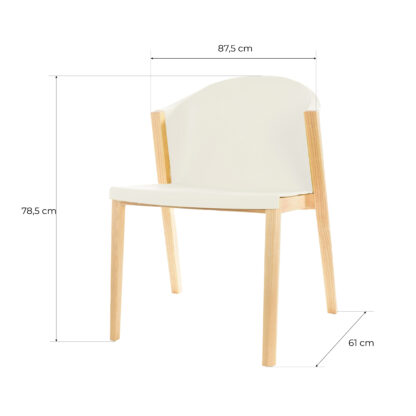 Silla de Comedor o Escritorio Pärumm Juansan 61x87,5x78,5 cm Madera de Haya | Respaldo y Asiento Policarbonato Blanco | Apilable - Imagen 2