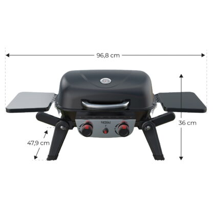 Barbacoa de Gas de Sobremesa Portátil Kekai Erie de 5 kW Kit Carro Plegable Kekai Travel Erie 96,8x58x101 cm Color Negro - Imagen 4