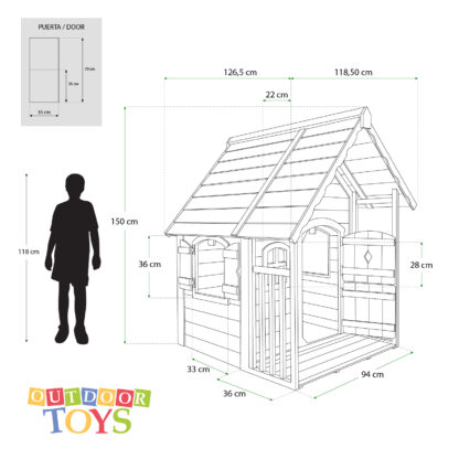 Casita Infantil de Madera Outdoor Toys Anny 1,56 m² 118,5x126,5x150 cm con Barandilla - Imagen 4