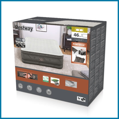 Colchón Hinchable de Aire Bestway Tough Guard 203x152x46cm Bomba Integrada | Soporta 350Kg | Tamaño Queen | Bolsa Almacenamiento - Imagen 6