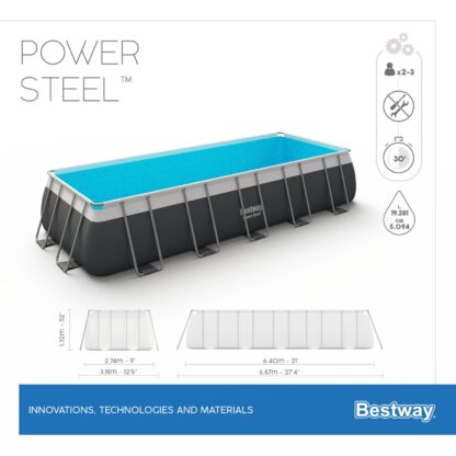 Piscina Desmontable Tubular Bestway Power Steel 640x274x132 cm Depuradora de Cartucho de 5.678 L/H con Cobertor y Escalera - Imagen 4