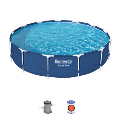 Piscina Desmontable Tubular Bestway Steel Pro 396x84 cm con Revestimiento de DuraPlus y Depuradora Cartucho 2.006 L/H