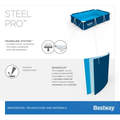 Piscina Desmontable Rectangular Bestway Steel Pro 300x201x66 cm con Revestimiento de DuraPlus y Depuradora de Cartucho de 1.249 L/h - Imagen 4