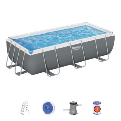 Piscina Desmontable Tubular Bestway Power Steel 404x201x100 cm Depuradora Cartucho 2.006 L/H y Escalera