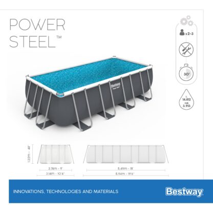 Piscina Desmontable Tubular Bestway Power Steel 549x274x122 cm Depuradora de Arena de 5.678 L/H, Escalera, Cobertor y Dispensador Químico - Imagen 4