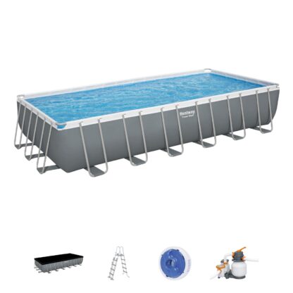 Piscina Desmontable Tubular Bestway Power Steel 732x366x132 cm con Depuradora de Arena de 5.678 L/H, Escalera y Cobertor