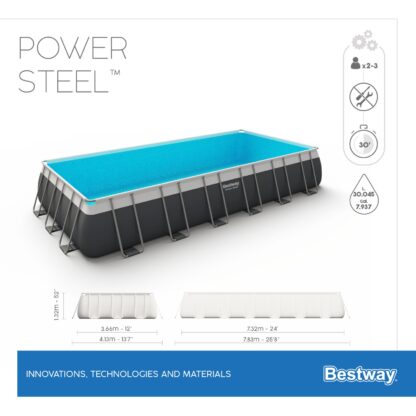 Piscina Desmontable Tubular Bestway Power Steel 732x366x132 cm con Depuradora de Arena de 5.678 L/H, Escalera y Cobertor - Imagen 4