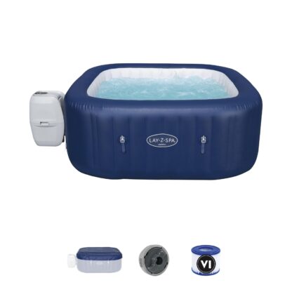 Spa Hinchable Bestway Hawaii 180x180x71 cm para 4-6 Personas Cuadrado con Depuradora de 1.325L/H Capacidad hasta 840L Azul