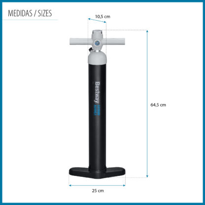 Inflador Manual de Alta Presión Bestway Air Hammer Manguera Flexible 5 Adaptadores Válvulas | Manómetro Analógico Sensor Presión - Imagen 4