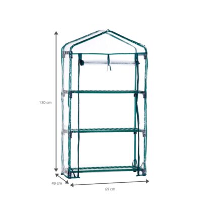 Invernadero PVC/Acero Gardiun Leaf I 3 Estantes 69x49x130 cm Verde con Puerta con Cremallera - Imagen 4