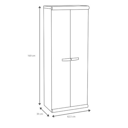 Armário Alto de Jardim Resina Coimbra 2 Gardiun 62,5 x 39 x 169 cm com 2 Portas r 3 Prateleiras de Altura Regulável, Cor Cinzenta - Image 2