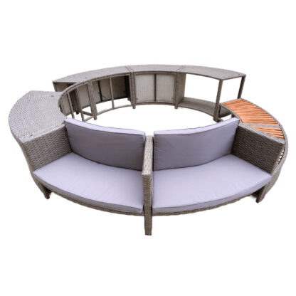 Revestimiento para Spa Hidromasaje K2O Full Surround 180 Ø279x40x56 cm Borde para Spa Circular con Escalones, Asientos y Almacenamiento