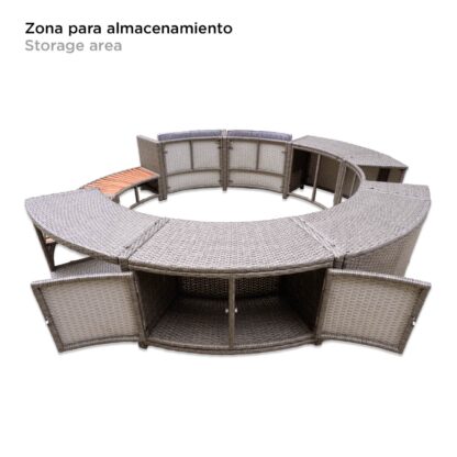 Revestimiento para Spa Hidromasaje K2O Full Surround 180 Ø279x40x56 cm Borde para Spa Circular con Escalones, Asientos y Almacenamiento - Imagen 3