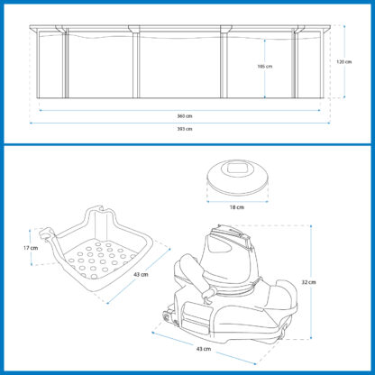 Pack Piscina Bestway Hydrium Redonda 360x120 cm Más Accesorios de Mantenimiento de Piscina con Robot Limpiafondos Incluido - Imagen 4