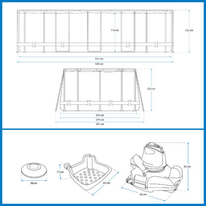 Pack Piscina Bestway Power Steel Ovalada 549x274x122 cm Más Accesorios de Mantenimiento de Piscina y Robot Limpiafondos Incluido - Imagen 4