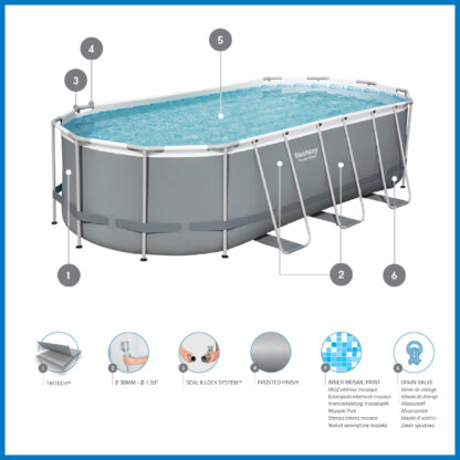 Pack Piscina Bestway Power Steel Ovalada 549x274x122 cm Más Accesorios de Mantenimiento de Piscina y Robot Limpiafondos Incluido - Imagen 5