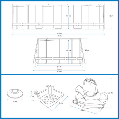 Pack Piscina Bestway Power Steel Ovalada 549x274x122 cm Accesorios de Mantenimiento de Piscina y Robot Limpiafondos Incluidos - Imagen 4